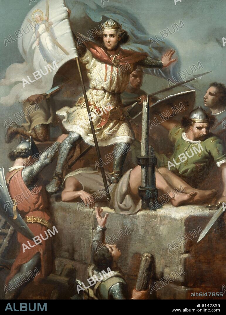 MARIANO FORTUNY. EL CONDE RAMON BERENGUER III ALZANDO LA ENSEÑA DE BARCELONA EN LA TORRE DEL CASTILLO DE  FOIX - 1857.