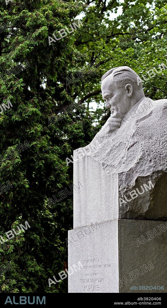 Statue of Sergei Korolev, on the grounds of his old house, now a museum; Moscow. Korolev was the lead Soviet rocket engineer and spacecraft designer in the "Space Race" between the United States and the Soviet Union during the 1950s and 1960s.
