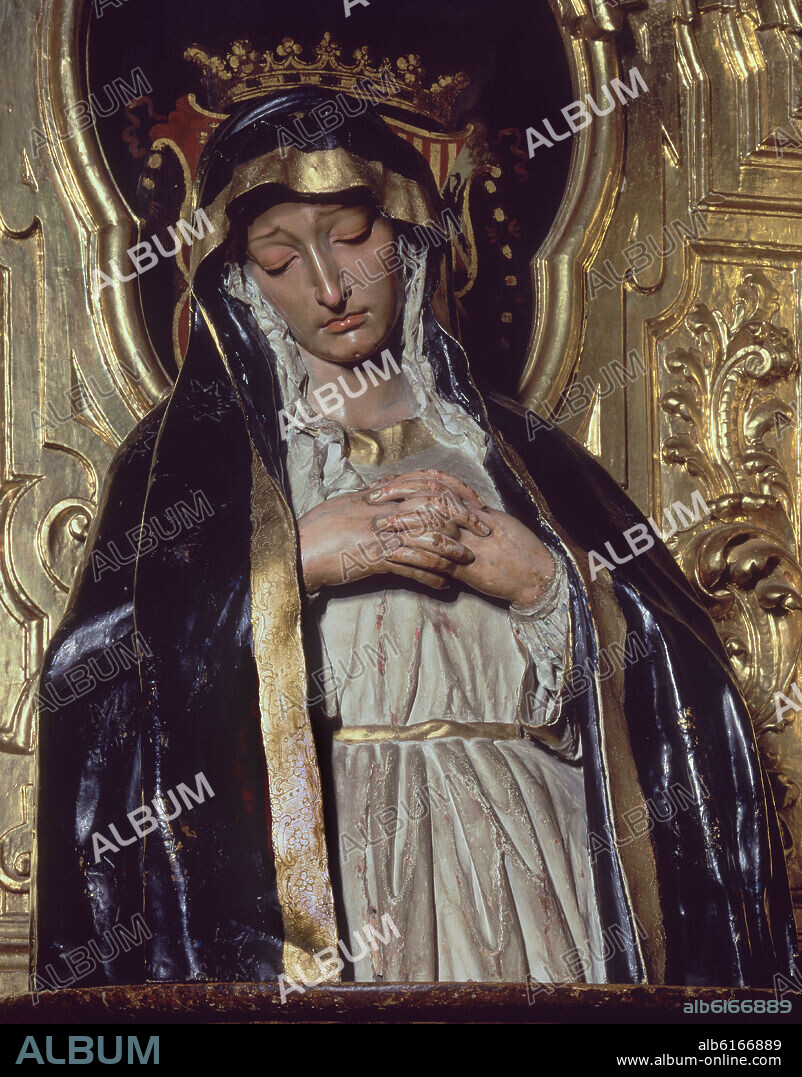 JOSE RISUEÑO (1665-1732). MUSEO-DOLOROSA-MADERA TALLADA Y POLICROMADA.