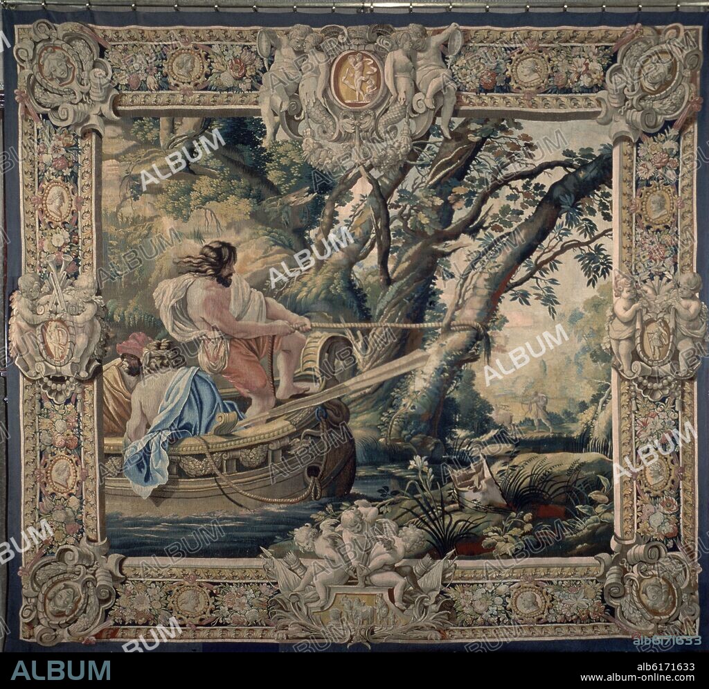 ULISES DESMBARCANDO EN LA ISLA DE CALIPSO - TALLER DE AMIENS - TAPIZ - SIGLO XVII - FRANCIA.