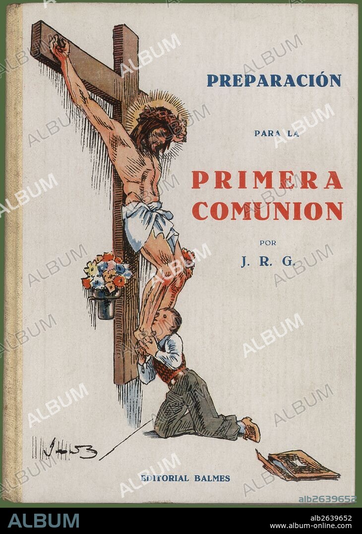 Portada del libro escolar Primera Comunión. Editorial Balmes, año 1943.