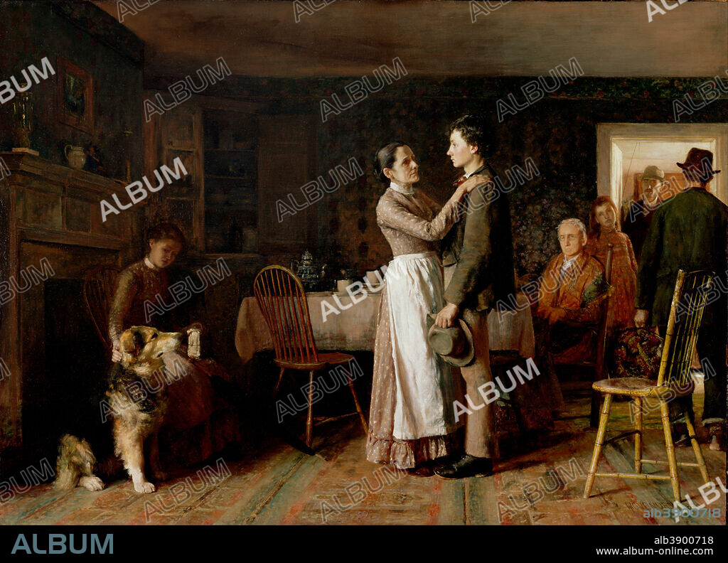 THOMAS HOVENDEN. Breaking Home Ties. Date/Period: 1890. Painting. Oil on canvas Oil on canvas. Height: 1,324.86 mm (52.15 in); Width: 1,836.42 mm (72.30 in).