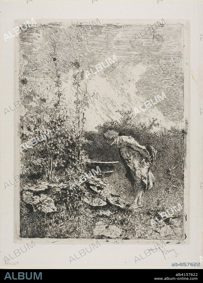 MARIANO FORTUNY Y MARSAL. Amateur de Jardin. Mariano José María Bernardo Fortuny y Carbó; Spanish, 1838-1874. Date: 1858-1874. Dimensions: 275 x 215 mm. Etching on paper. Origin: Spain.