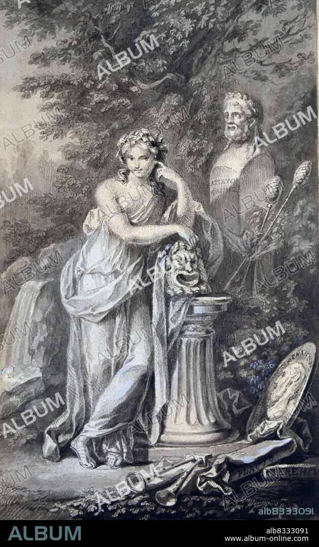 LUIS PARET Y ALCAZAR. PINTOR ESPAÑOL . MADRID 1746 - 1799. TALIA ,MUSA GRIEGA DEL TEATRO . GRABADO.
