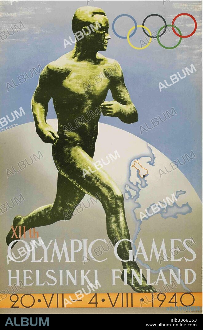 ILMARI SYSIMETSä. Official poster for the 1940 Summer Olympics in Helsinki (was cancelled).