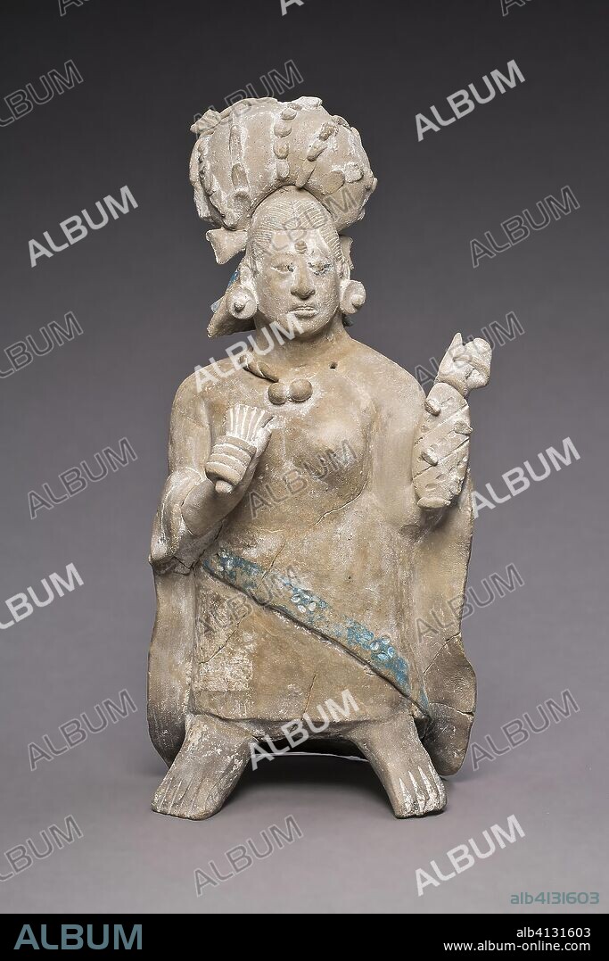 Figure of an Aristocratic Lady. Late Classic Maya, Jaina; Campeche or Yucatán, Mexico. Date: 650 AD-800 AD. Dimensions: H. 20.3 cm (8 in.). Ceramic and pigment. Origin: Yucatan Peninsula.