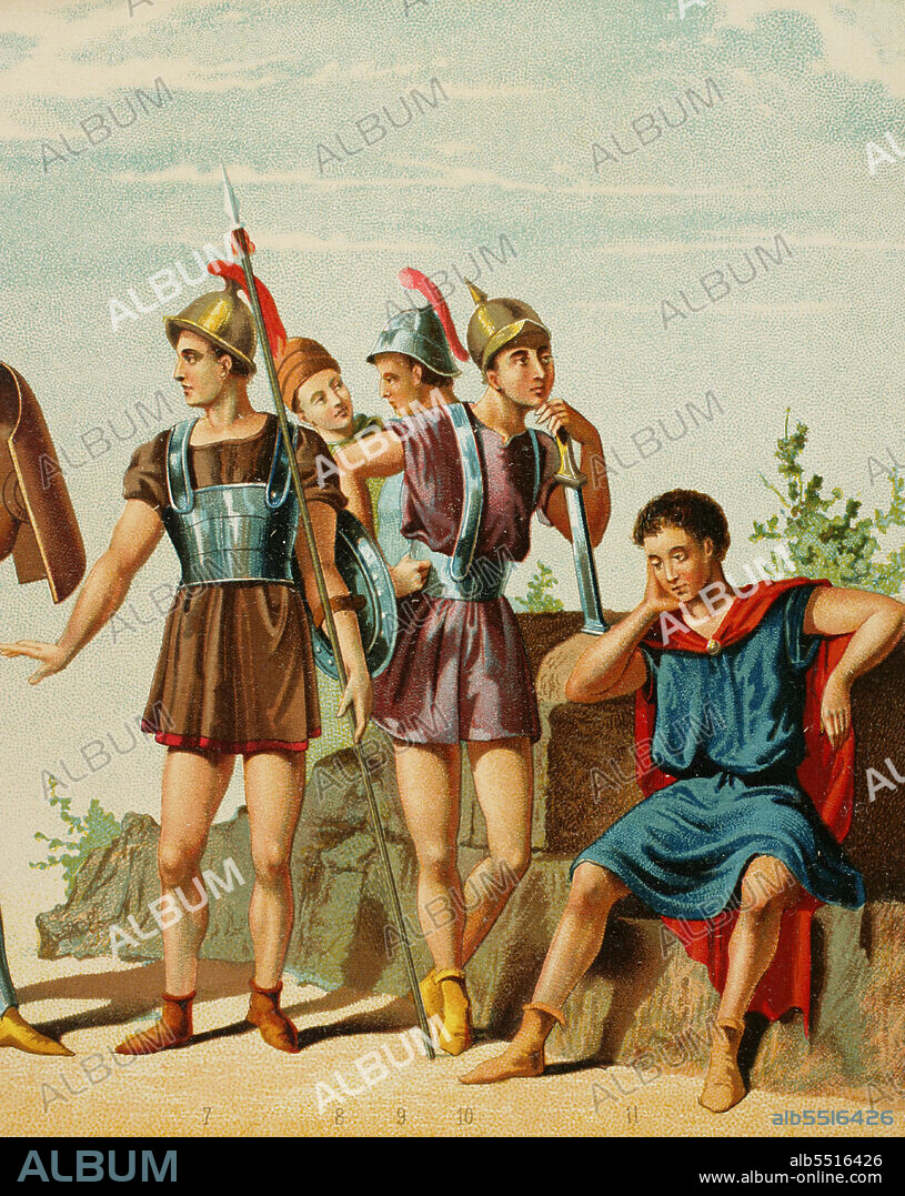 Península Ibérica. Historia Antigua. Celtíberos. Cromolitogafía. Historia General de España, por Modesto Lafuente. Tomo I. Editada en Barcelona, 1877.