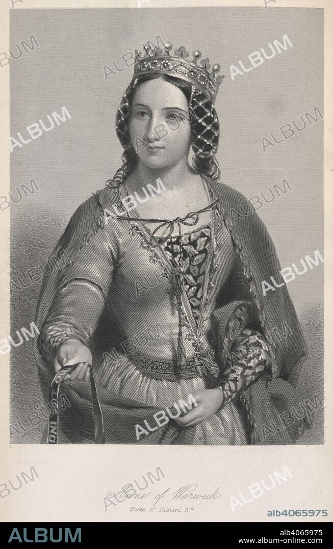 MARY BOTHAM HOWITT. Anne of Warwick, Queen of Richard III. Biographical sketches of the queens of Great Britain from the Norman Conquest to the reign of Victoria, or, Royal Book of Beauty. Edited by Mary Howitt. Illustrated, etc. London : Henry G. Bohn, 1851. Source: 10803.l.5 opp page 215.
