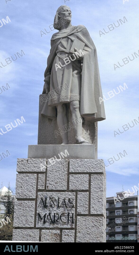 AUSIAS MARCH. MARCH , AUSIAS. ESCRITOR ESPAÑOL. GANDIA 1397 - 1459. EL TEMA PRINCIPAL DE SU OBRA ES EL AMOR. MONUMENTO EN SU MEMORIA EXISTENTE EN GANDIA.