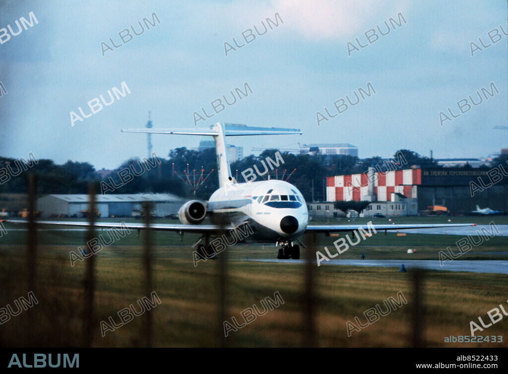 Kroatkapningen flygplanskapningen på Bulltofta i Malmö sept 1972. Flygkapning Planet som kapades i Göteborg landade i Malmö. Flyg Kapningar Bulltofta 1972. Malmö Flyg Bulltofta. (c) Hans Runesson / Sydsvenskan / IBL.