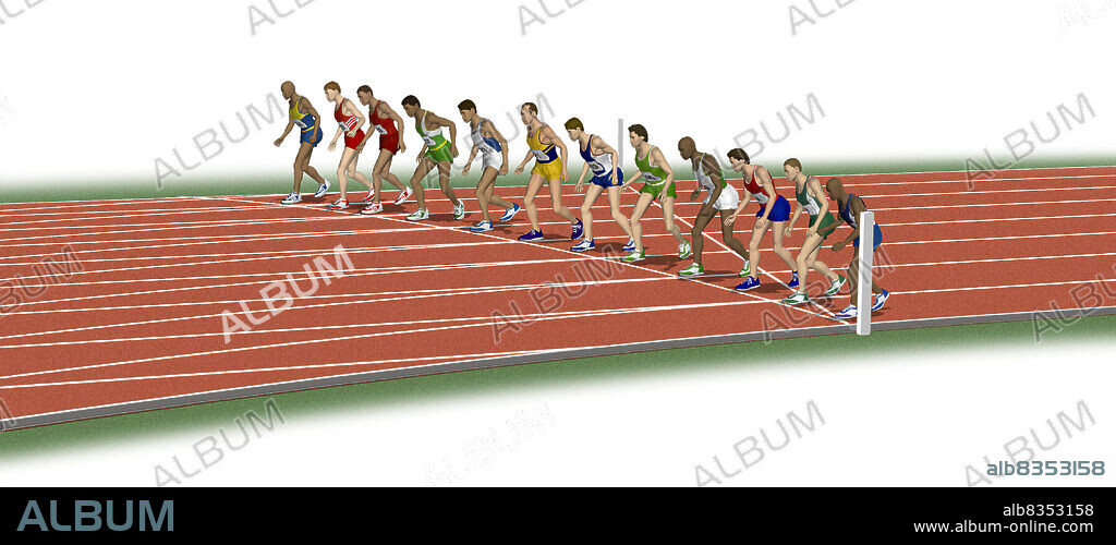 In the 5,000 m final, the 12 competitors run 200 m and then 12 laps of the track. In the 10,000 m, a maximum. of 20 competitors complete each of the 25 laps of the race at a pace of between 63 and 68 seconds, although the last lap may be run in under 60 seconds.