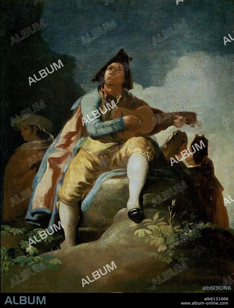 FRANCISCO DE GOYA. EL MAJO DE LA GUITARRA - 1779 - O/L - 137x112 - NP 743 - CARTON PARA TAPIZ.