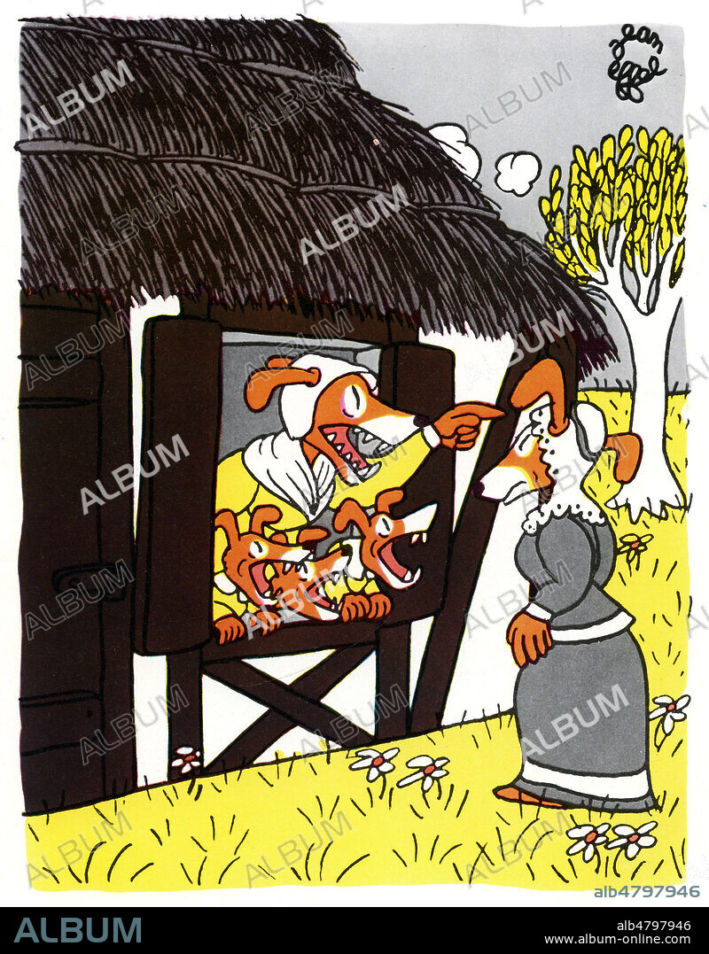 La lice et sa compagne. Illustration de 1975 par Jean EFFEL (1908-1982) pour Fables de Jean de LA FONTAINE (1621-1695). ADAGP. Credit : Collection Jonas/Kharbine-Tapabor.