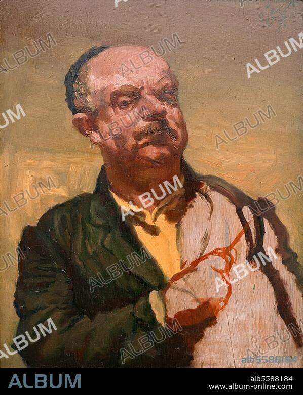Meidner, Ludwig; Maler, Graphiker und Schriftsteller; Bernstadt (Schlesien). 18.4.1884 - Darmstadt 14.5.1966. "Selbstbildnis", 1937. Öl auf Sperrholz, 79,5 × 65 cm. Darmstadt, Städtische Kunstsammlung.