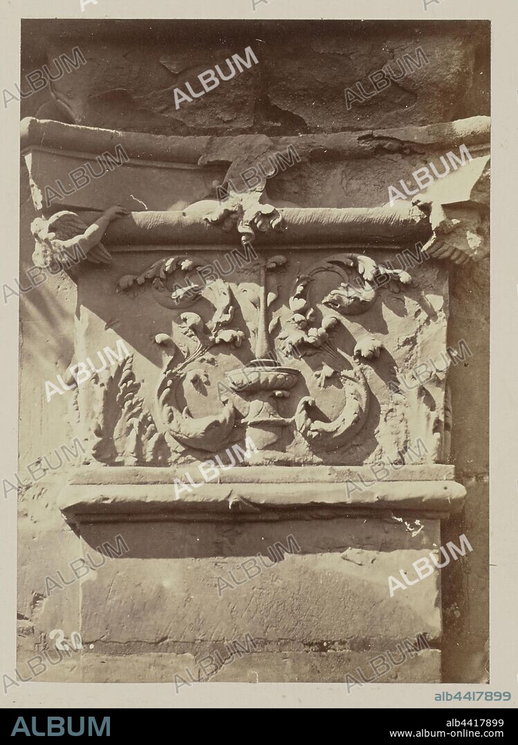 Château de Chambord: Chapiteaux de la façade du levant, Médéric Mieusement (French, 1840 - 1905), Paris, France, 1875, Albumen silver print, 13.3 × 9.5 cm (5 1/4 × 3 3/4 in.).