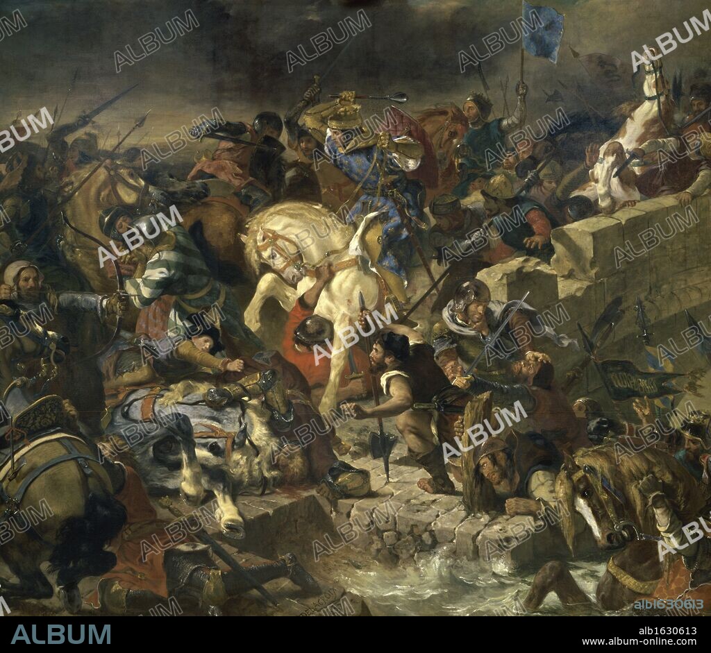 The Battle of Taillebourg   (La Bataille de Taillebourg)  1837   Eugene Delacroix (1798-1863/French)   Musee du Louvre, Paris.