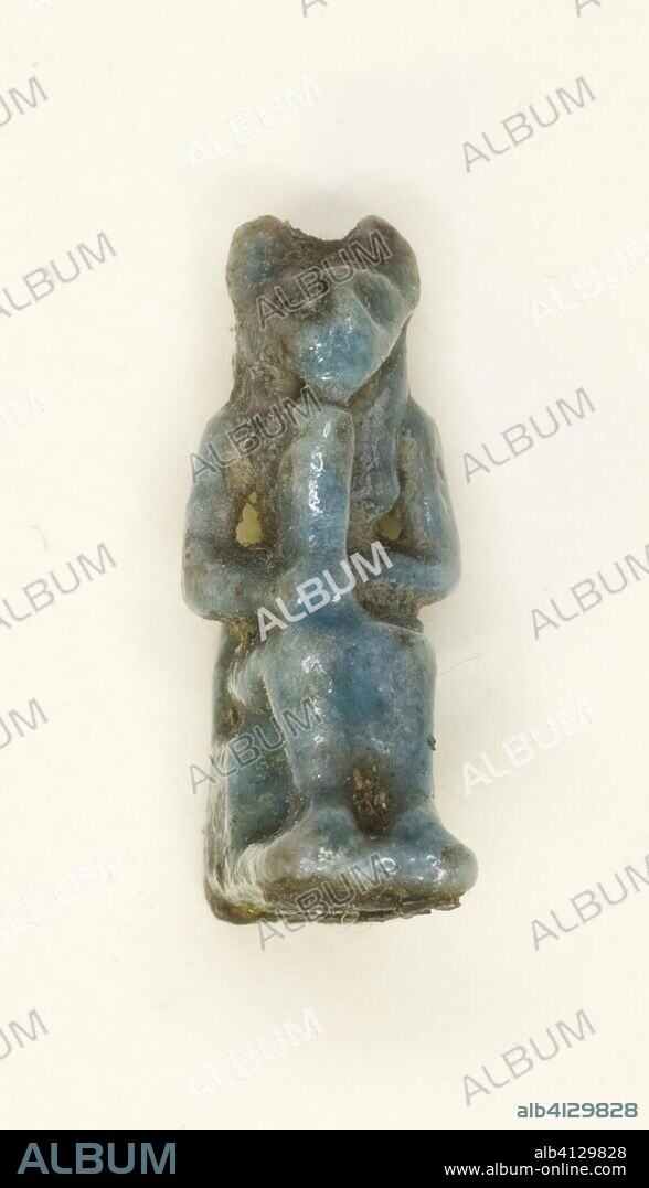 ANCIENT EGYPTIAN. Amulet of the Goddess Bastet. Egyptian. Date: 664 BC-332 BC. Dimensions: 1.3 × 1 × 0.3 cm (1/2 × 3/8 × 1/8 in.). Ceramic. Origin: Egypt.