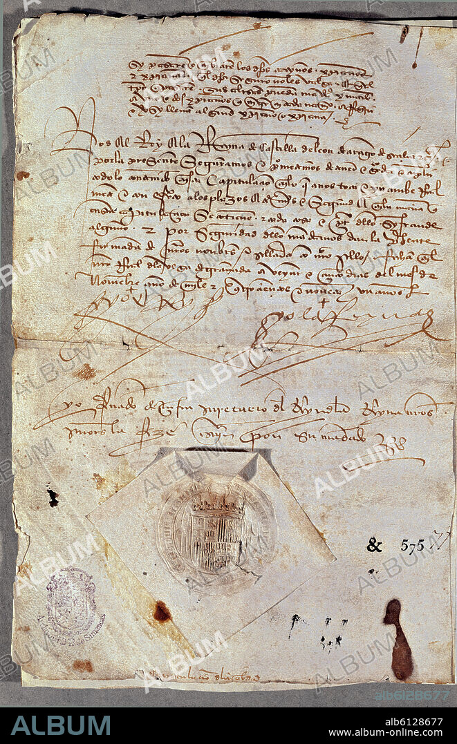 CAPITULACIONES DE BOABDIL - ENTREGA DE GRANADA A LOS REYES CATOLICOS - SIGLO XV.