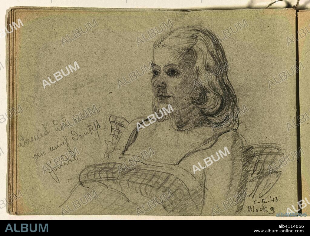Young woman. Draughtsman: To Frank-Stoltz. Dating: 5-Dec-1943. Place: Ravensbrück. Measurements: h 150 mm × w 205 mm.