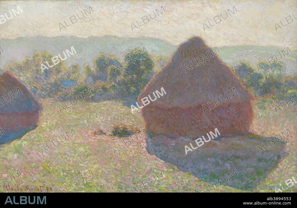 CLAUDE MONET. Meules, milieu du jour [Haystacks, midday]. Date/Period: 1890. Painting,oil on canvas. Oil on canvas. Height: 656 mm (25.82 in); Width: 1,006 mm (39.60 in).
