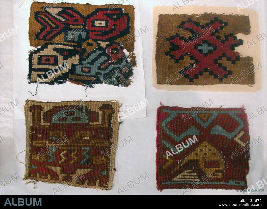 Tapestry Medallion. Nazca; Peru, south coast, Probably Nazca Valley. Date: 600 AD-700 AD. Dimensions: 14 × 12.7 cm (5 1/2 × 5 in.). . Origin: Peru.
