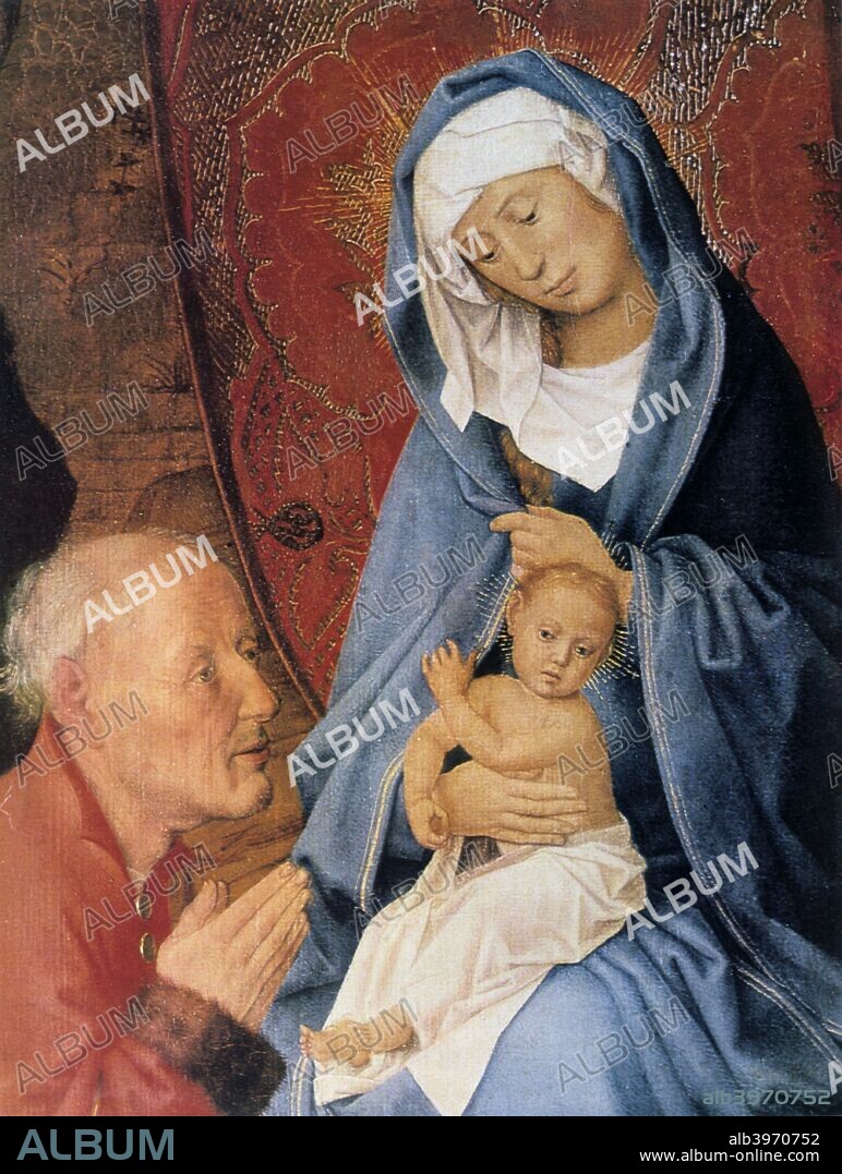 'The Adoration of the Magi', detail, 15th century. Part of a Triptych.