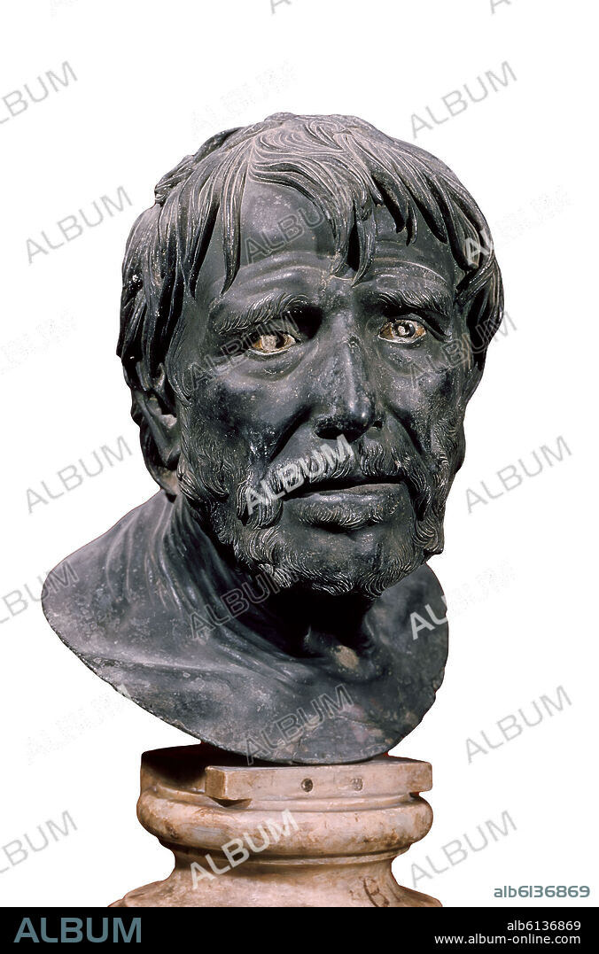 SENECA-BUSTO EN BRONCE DE LA VILLA DE HERCULANO-FILOSOFO Y TUTOR DEL EMERADOR NERON- (4 a.c al 65 d.