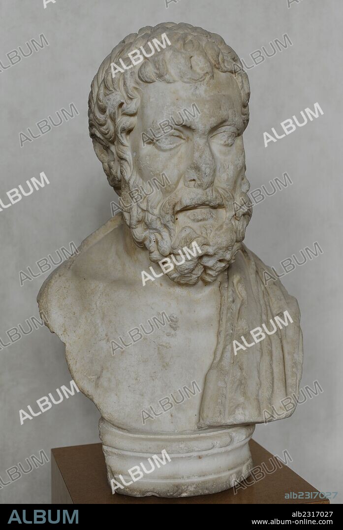 Philosopher. Bust. Marble. Samaria. Roman period, 1st century AD. Epicurean school. Rockefeller Archaeological Museum. Jerusalem. Israel. Roman copy.