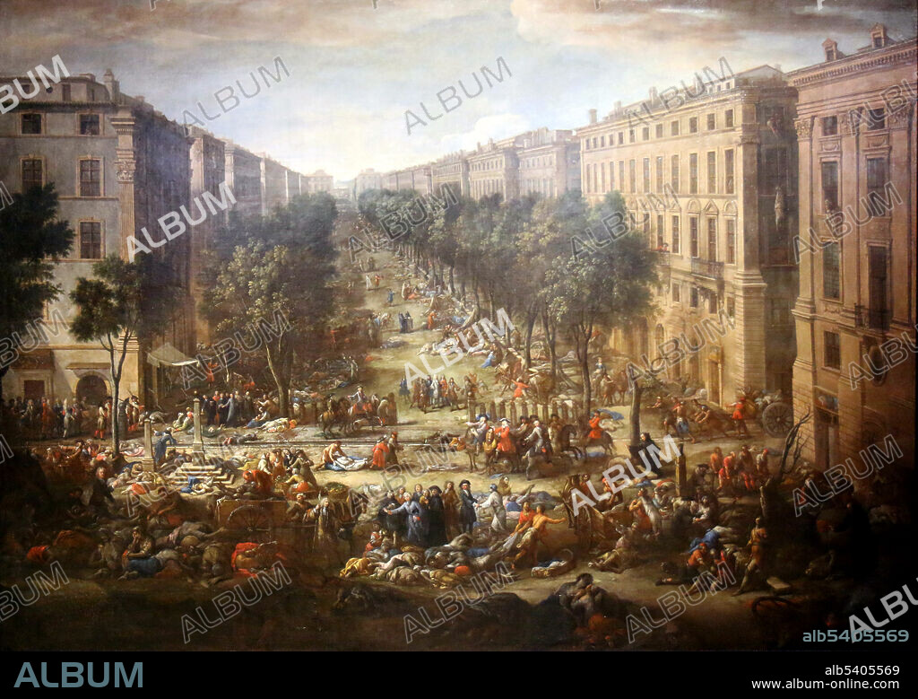 The Great Plague of Marseille was the last of the significant European outbreaks of bubonic plague. Arriving in Marseille, France in 1720, the disease killed a total of 100,000 people: 50,000 in the city during the next two years and another 50,000 to the north in surrounding provinces and towns. Despite the large number of deaths, Marseille recovered quickly from the plague outbreak. Economic activity took only a few years to recover, as trade expanded to the West Indies and Latin America. Oil on canvas by Michael Serre, 1721 (cropped and cleaned).