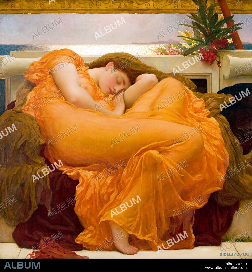 Frederic Leighton, 1st Baron Leighton PRA (3 December 1830 25 January 1896), known as Sir Frederic Leighton between 1878 and 1896, was an English painter and sculptor. His works depicted historical, biblical, and classical subject matter.<br/><br/>. Leighton was bearer of the shortest-lived peerage in history; after only one day his hereditary peerage ended with his death.