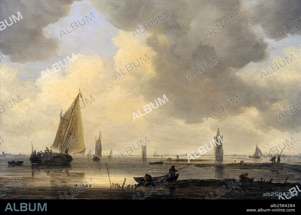 ARTE BARROCO. PAISES BAJOS. JAN JOSEFSZ VAN GOYEN (1596-1656). "Torres de vigilancia en un estuario", 1646. Galería Nacional de Praga (Sternberg Palace). República Checa.