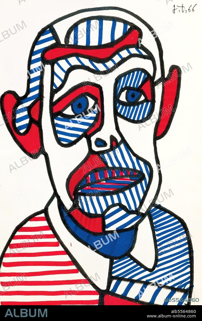 Jean Dubuffet/ Autorretrato II (1966) Rotulador sobre papel; 25 cm × 16,5 cm. Fondation Dubuffet. París, Francia.