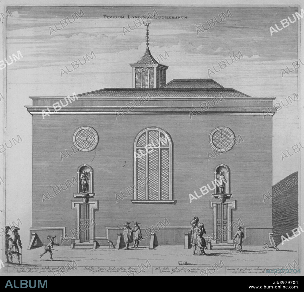 Lutheran church, Great Trinity Lane, City of London, 1720. The church was on the north side of Great Trinity Lane.