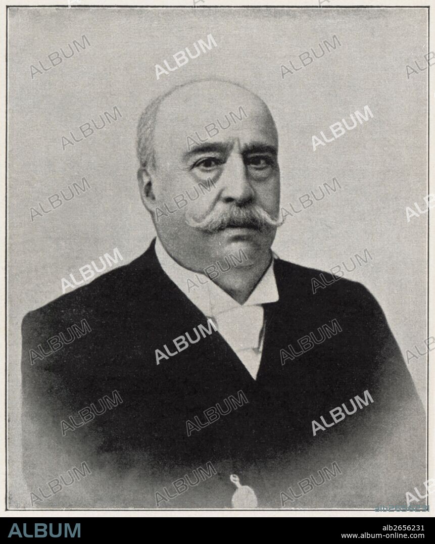 Miguel Morayta Sagrario (1834-1917), historiador, periodista y político republicano español. Grabado de 1905.