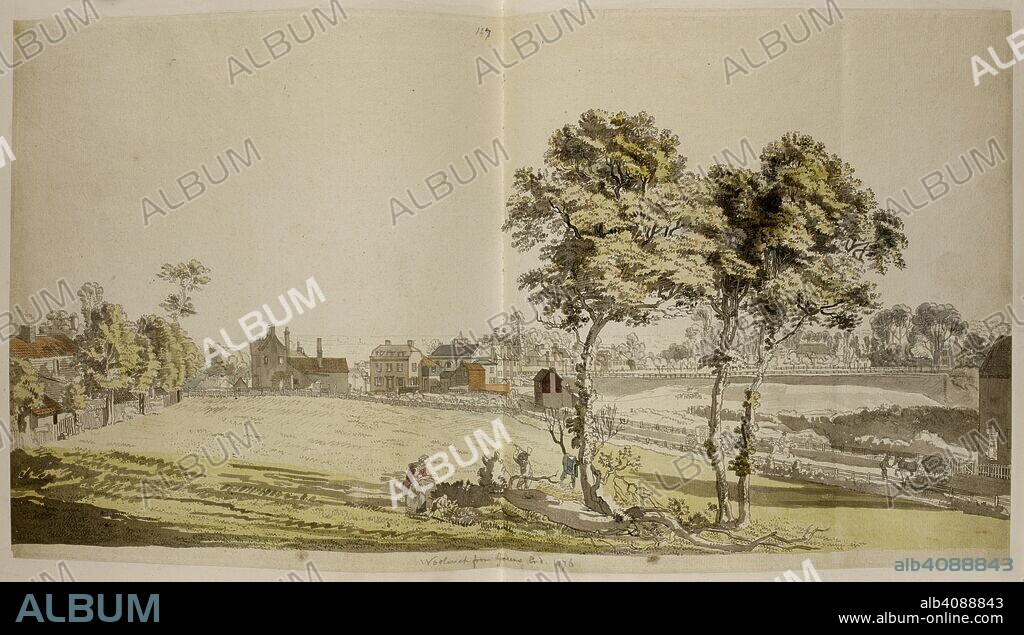 View of Woolwich, from Greens End. Illustrations of Kent, Vol. XXIII. England; 1776. Drawing. Source: Add. 32375, ff.68v-69. Language: English.