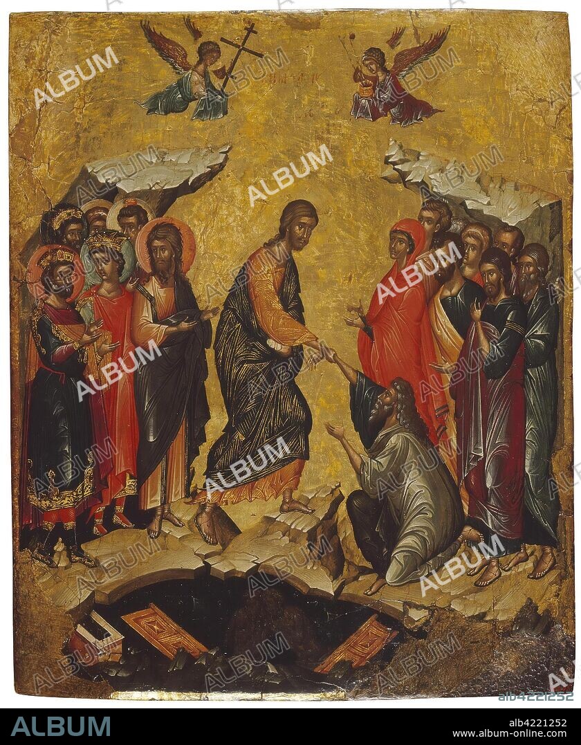 ANDREAS RITZOS (? ). 'Icon: Descent into Limbo'. Mediterranean, Middle of the 15th Century. Dimensions: 32,3x27 cm.