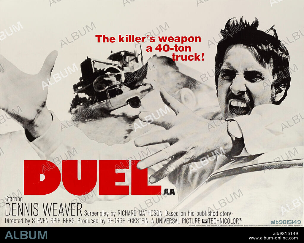 Poster de EL DIABLO SOBRE RUEDAS, 1971 (DUEL), dirigida por STEVEN SPIELBERG. Copyright UNIVERSAL PICTURES.