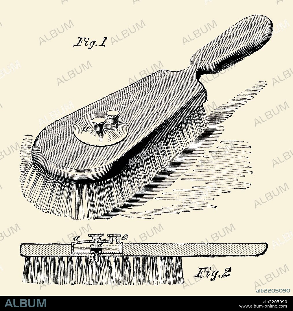 Inventors always seek to create new products and many times they use existing ones as inspiration.  Here, a clever person combined the hair brush with a lotion dispenser.  The well in the brush would be filled with anything from hair growing tonic to water and be applied to the scalp and hair as the brush was used normally.