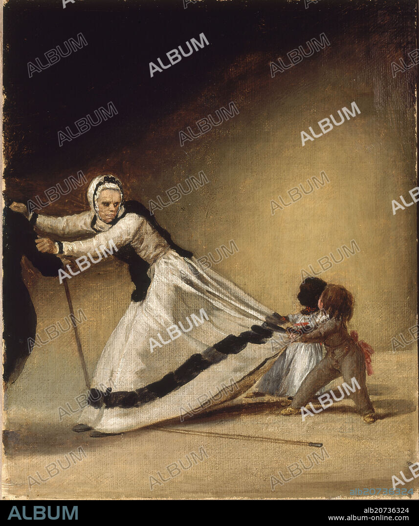 FRANCISCO DE GOYA. DUEÑA CON DOS NIÑOS O LA BEATA CON LUIS DE BERGANZA Y MARIA DE LA LUZ 1795 31X25CM.