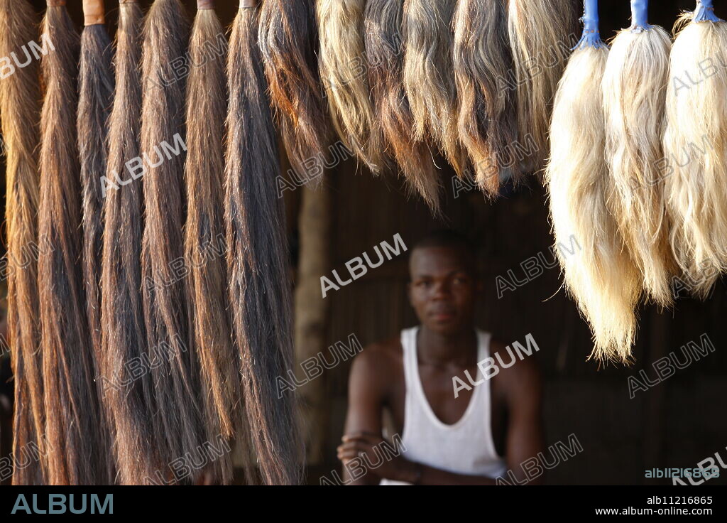 Horses' tails, Akodessewa fetish market, Lome, Togo, West Africa, Africa.