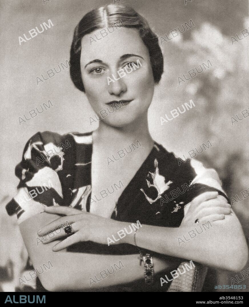 Wallis Simpson, later the Duchess of Windsor, born Bessie Wallis Warfield, 1896 – 1986. American socialite for whom King Edward VIII abdicated in 1936.