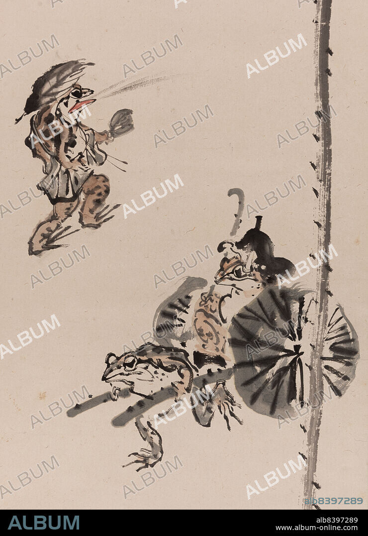 KAWANABE KYOSAI. Frogs, between 1871 and 1889.