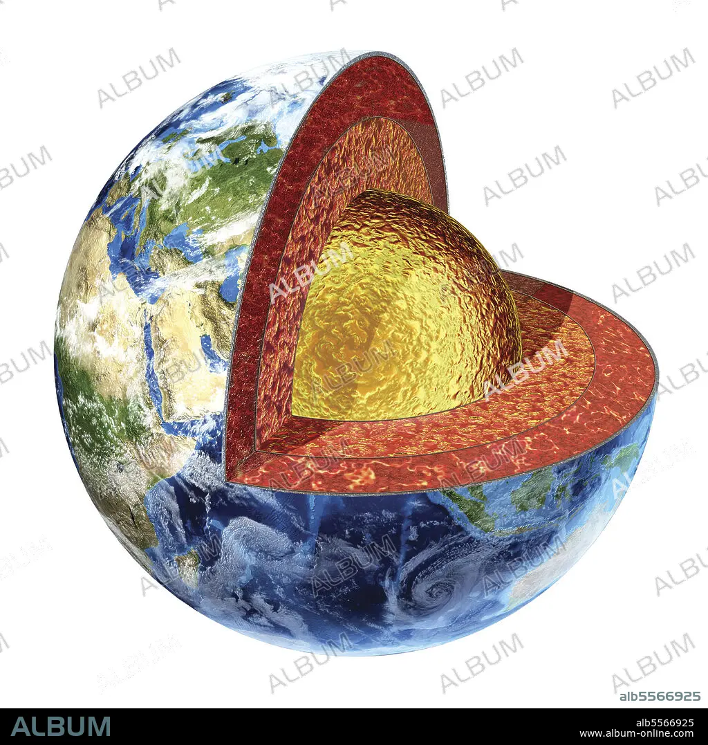 Cross section of planet Earth showing the outer core