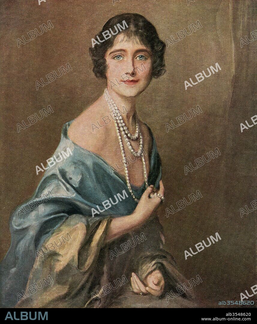 H.R.H. The Duchess of York. Elizabeth Angela Marguerite Bowes-Lyon, 1900 –2002. Future Queen Elizabeth, The Queen Mother. Wife of King George VI and the mother of Queen Elizabeth II. After the portrait by Philip A. de Laszlo. From The Duchess of York, published c.1928.