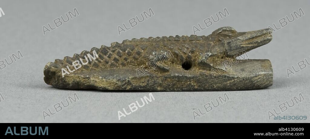 ANCIENT EGYPTIAN. Amulet of a Crocodile. Egyptian. Date: 1500 BC-664 BC. Dimensions: 1.3 × 5.1 × 1.3 cm (1/2 × 2 × 1/2 in.). Steatite. Origin: Egypt.