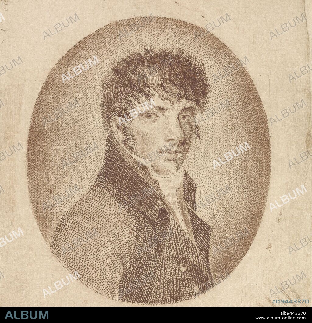 Self-portrait of printer, draughtsman and silversmith Dirk van der Toorn, Self-portrait of Dirk van der Toorn, print maker: Dirk van der Toorn, Dirk van der Toorn, The Hague, 1788 - 1811, paper, h 132 mm × w 197 mm.