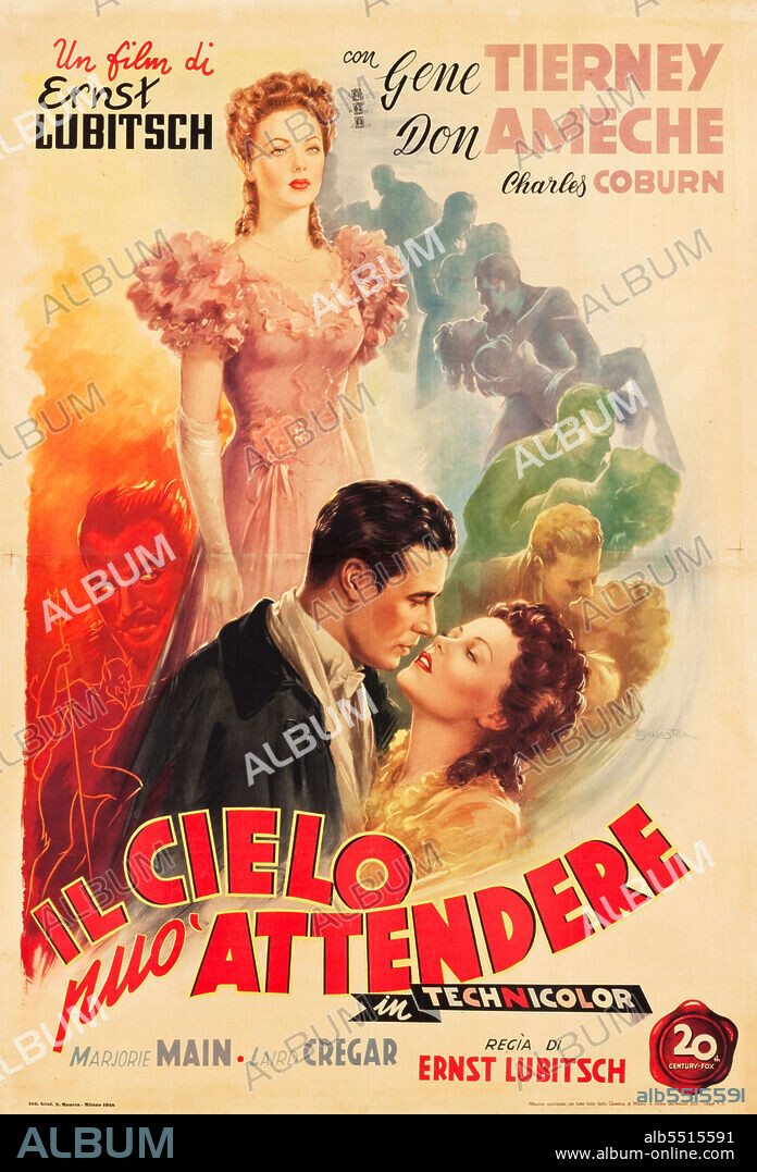 DON AMECHE y GENE TIERNEY en EL DIABLO DIJO NO, 1943 (HEAVEN CAN WAIT), dirigida por ERNST LUBITSCH. Copyright 20TH CENTURY FOX.