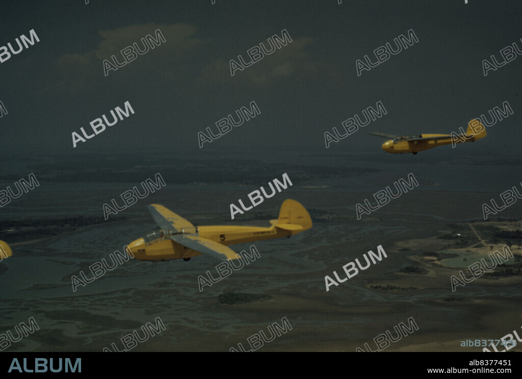 ALFRED T PALMER. Marine Corps gliders in flight out of Parris Island, S.C.
