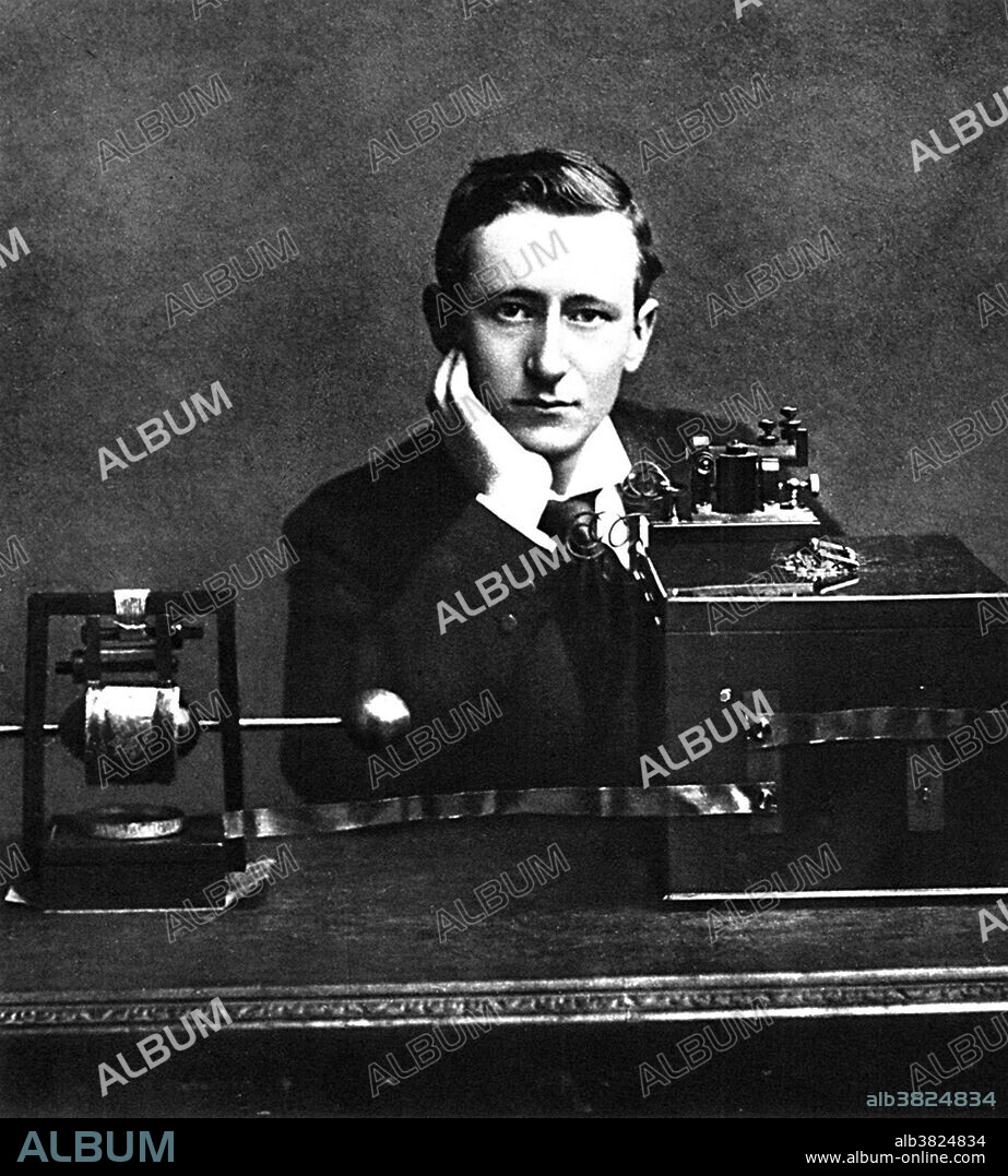 Guglielmo Marconi (April 25, 1874 - July 20 1937) was an Italian inventor, known as the father of long distance radio transmission and for his development of Marconi's law and a radio telegraph system. Marconi is often credited as the inventor of radio, and he shared the 1909 Nobel Prize in Physics with Karl Ferdinand Braun. As an entrepreneur, businessman, and founder of the The Wireless Telegraph & Signal Company in Britain in 1897, Marconi succeeded in making a commercial success of radio by innovating and building on the work of previous experimenters and physicists. In 1924, he was ennobled as Marchese Marconi. Marconi joined the Italian Fascist party in 1923. In 1930, Italian dictator Benito Mussolini appointed him President of the Royal Academy of Italy, which made Marconi a member of the Fascist Grand Council. He died in 1937 at age 63, following a series of heart attacks. As a tribute, all radio stations throughout the world observed two minutes of silence on the next day.