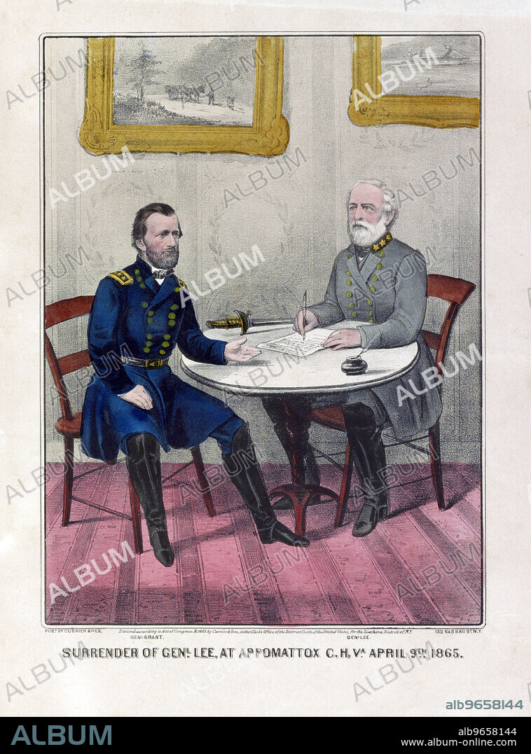 Surrender of General Lee at Appomattox Court House, Virginia, April 9, 1865, Lithograph, Currier & Ives, 1865.